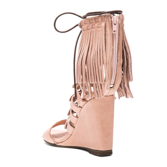 Free People Solstice Fringe Wedge Blush Size 39 - Picture 6 of 12